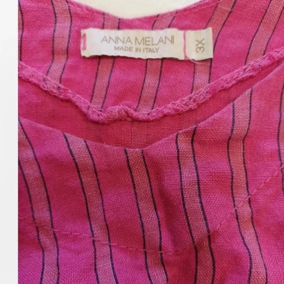 Anna Melani 100%  Linen Pink Pinstripe Sleeveless Mini Dress Size 3X - Picture 8 of 11